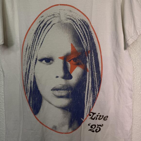 Beyonce Cowboy Carter Tour Shirt Medium Yaya White Graphic Tee CCT 2025 Merch - Picture 5 of 9